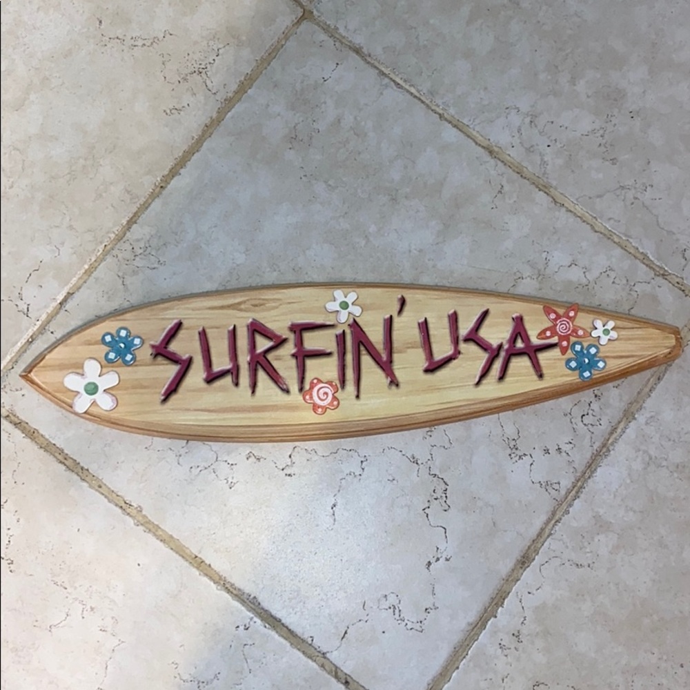 Wooden Surfing USA surfboard decoration